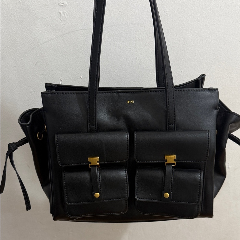 JW PEI Black Shoulder Bag with Dual Front Pockets